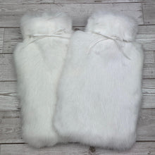 Luxury White Fur Hot Water Bottle - Large - Luxury Rabbit Fur - The Fur Hot Water Bottle Company