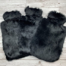 Black Luxury Rabbit Fur Hot Water Bottle - Large - The Ultimate Gift - The Fur Hot Water Bottle Company