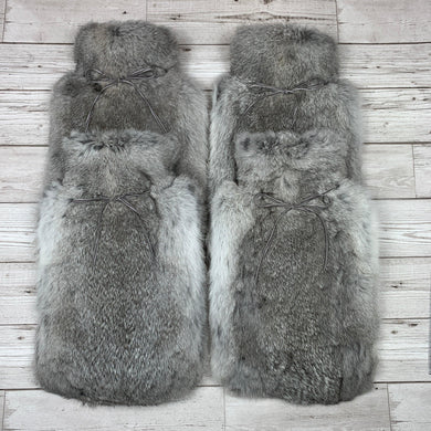 Set of 4 Chinchilla Grey Luxury Rabbit Fur Hot Water Bottles - The Fur Hot Water Bottle Company