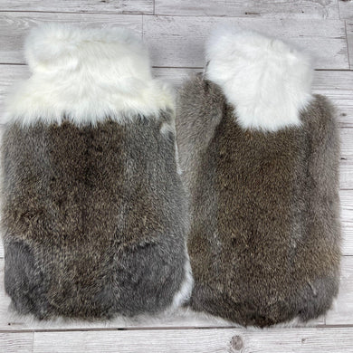 Duo Dark Brown and White Luxury Rabbit Fur Hot Water Bottles - #409 - The Fur Hot Water Bottle Company