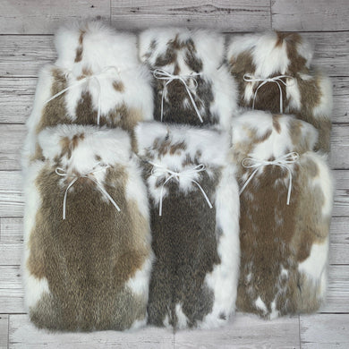 Set of 6 Mottled Brown and White Luxury Fur Hot Water Bottles - #305 - The Fur Hot Water Bottle Company