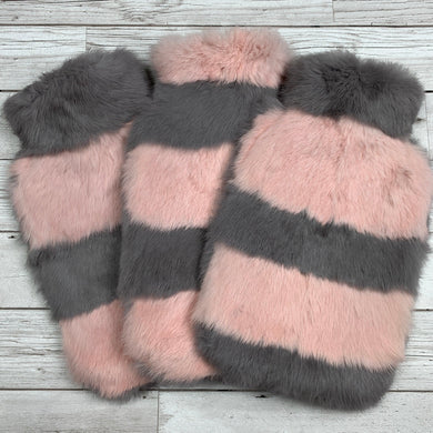 Pink and Grey Luxury Fur Hot Water Bottle - Luxury Hot Water Bottles - Premium - The Fur Hot Water Bottle Company