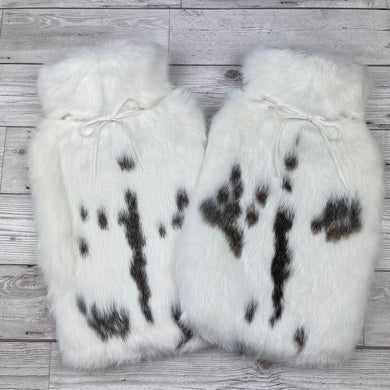 Luxury Real Fur Hot Water Bottle Duo - brown and white mottled fur #405 - The Fur Hot Water Bottle Company
