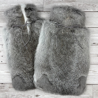 Duo of Luxury Fur Hot Water Bottles - Chinchilla grey colour - The Fur Hot Water Bottle Company